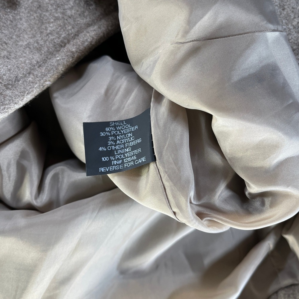 London Fog Pea Coat Women M Tan Wool Blend Double Breasted Timeless Fall Neutral - Picture 7 of 11